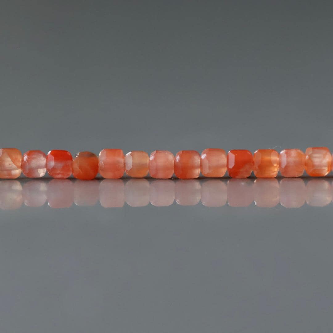 3mm Carnelian Beads ‚Äì Faceted Cube Micro Gemstone 15" Strand
