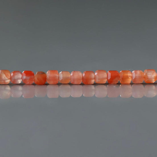 3mm Carnelian Beads ‚Äì Faceted Cube Micro Gemstone 15" Strand