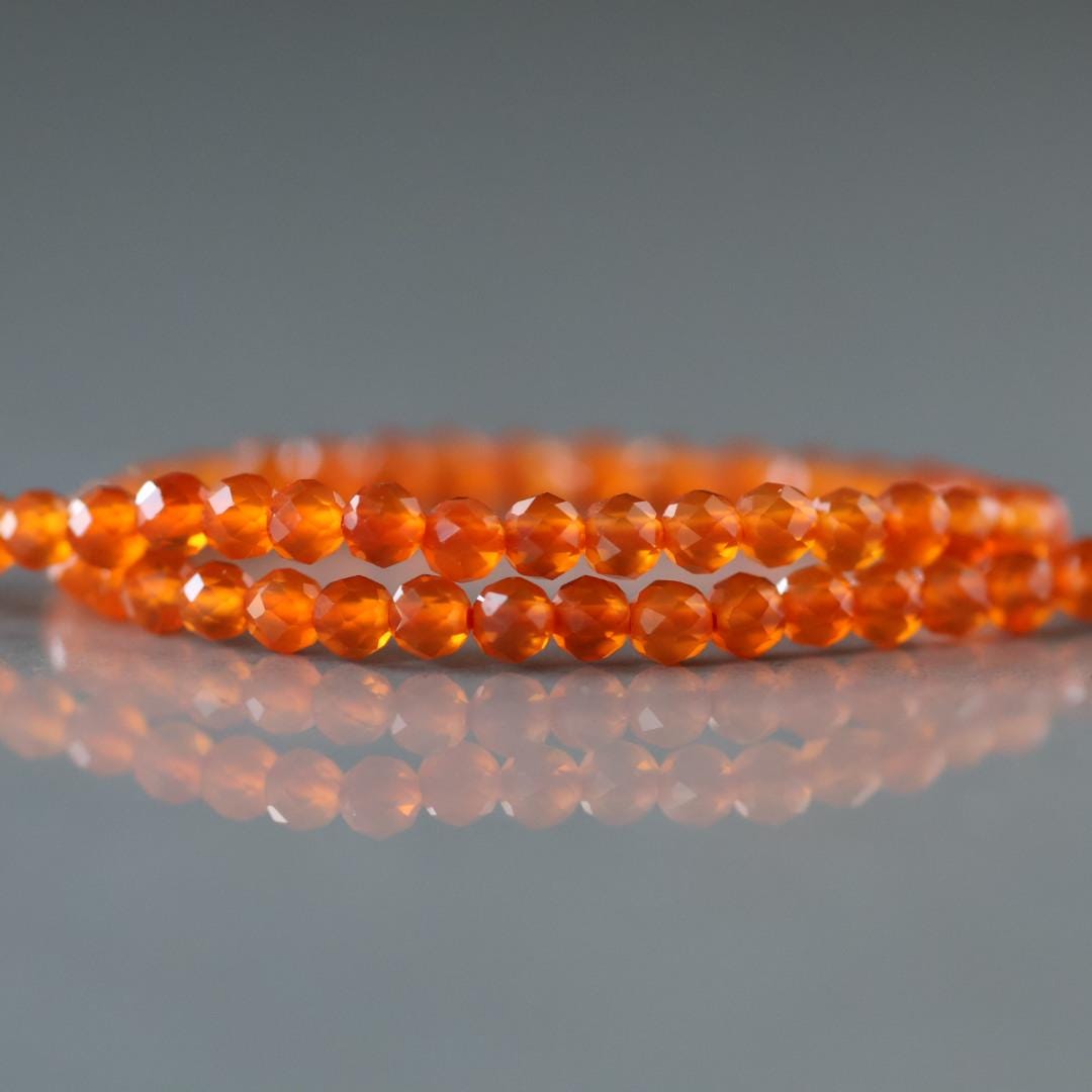 3mm Natural Orange AAA Carnelian Faceted Beads 13" Genuine Gemstone Beads for Jewelry Making Beading Craft Gift Beads Self-Love Abundance