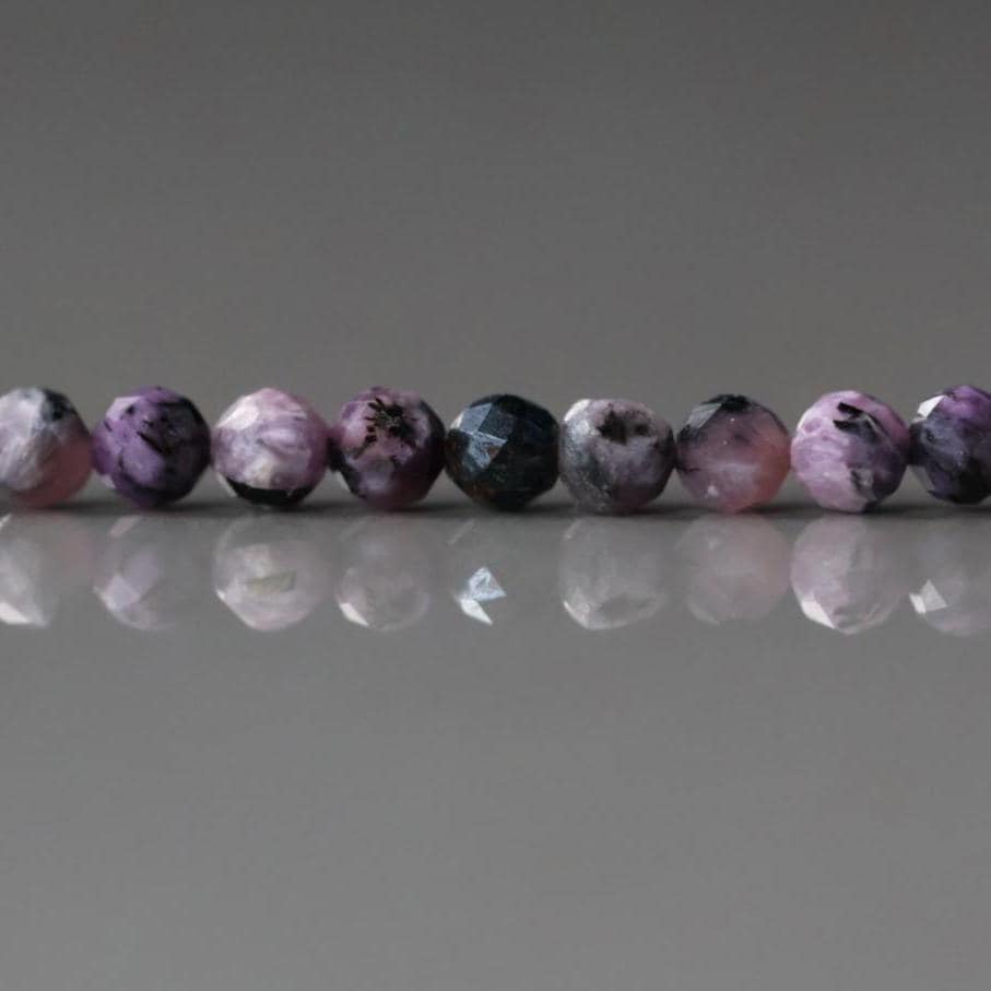 3mm Charoite Beads – Faceted Round Micro Gemstone 15" Strand