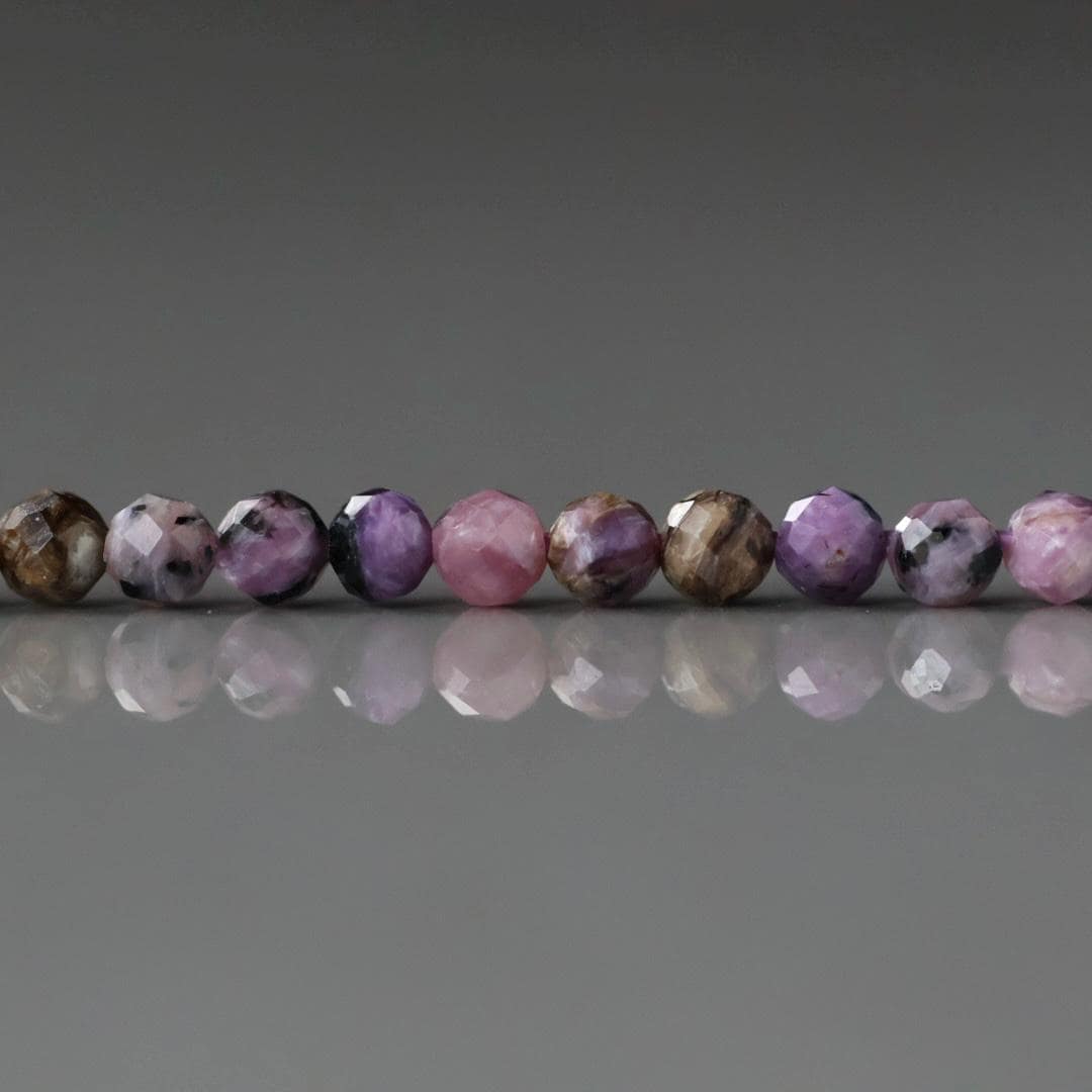3mm Charoite Beads – Faceted Round Micro Gemstone 15" Strand