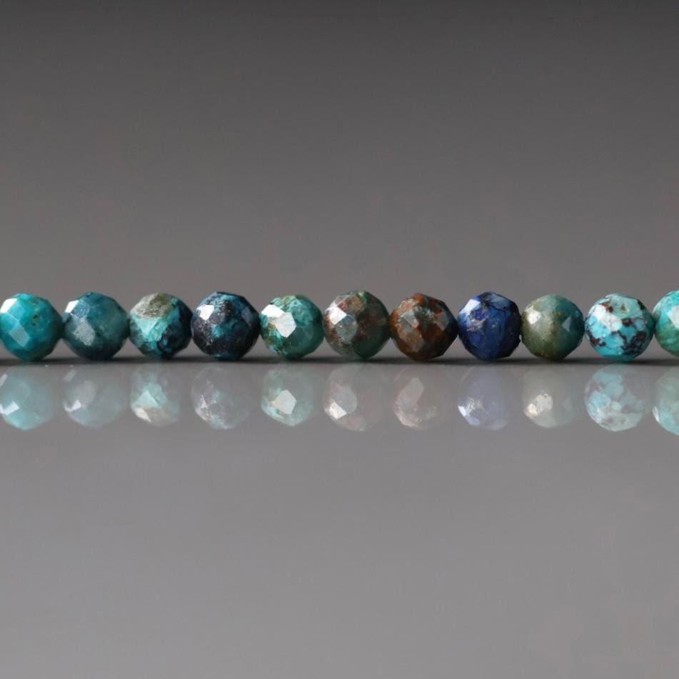 3mm Chrysocolla Beads – Faceted Round Micro Gemstone 15" Strand