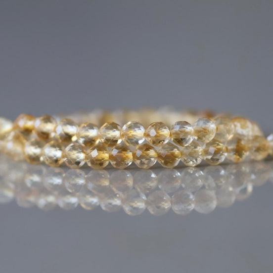 3mm Natural Citrine Beads Micro Faceted 15" Raw Genuine Gemstone Beads for Jewelry Making Beading Craft Gift Beads November Birthstone