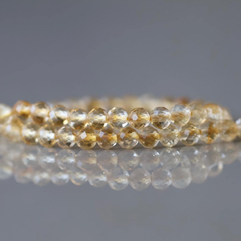 3mm Citrine Beads – Faceted Round Micro Gemstone 15" Strand