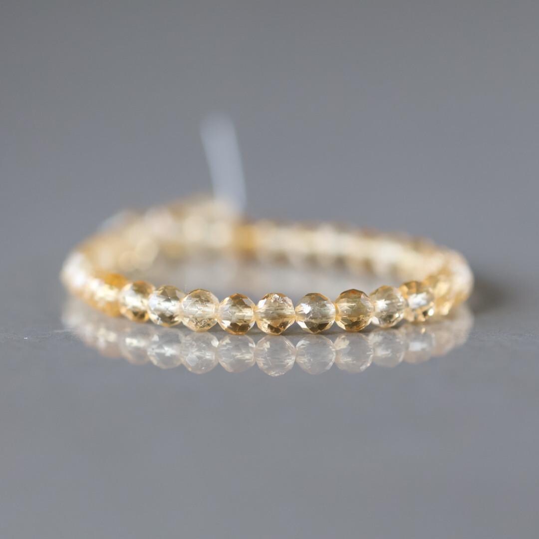 3mm Citrine Beads – Faceted Round Micro Gemstone 4" Strand
