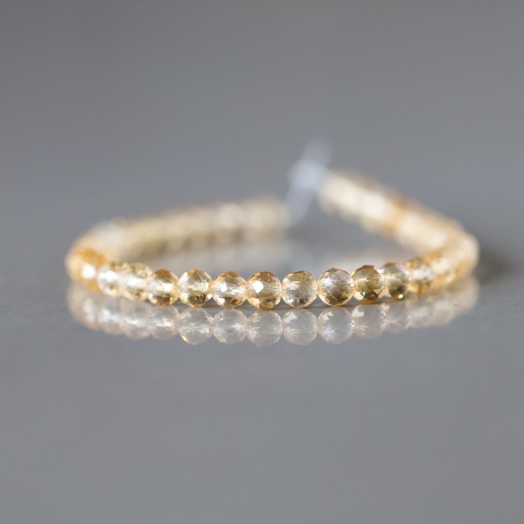 3mm Citrine Beads – Faceted Round Micro Gemstone 4" Strand
