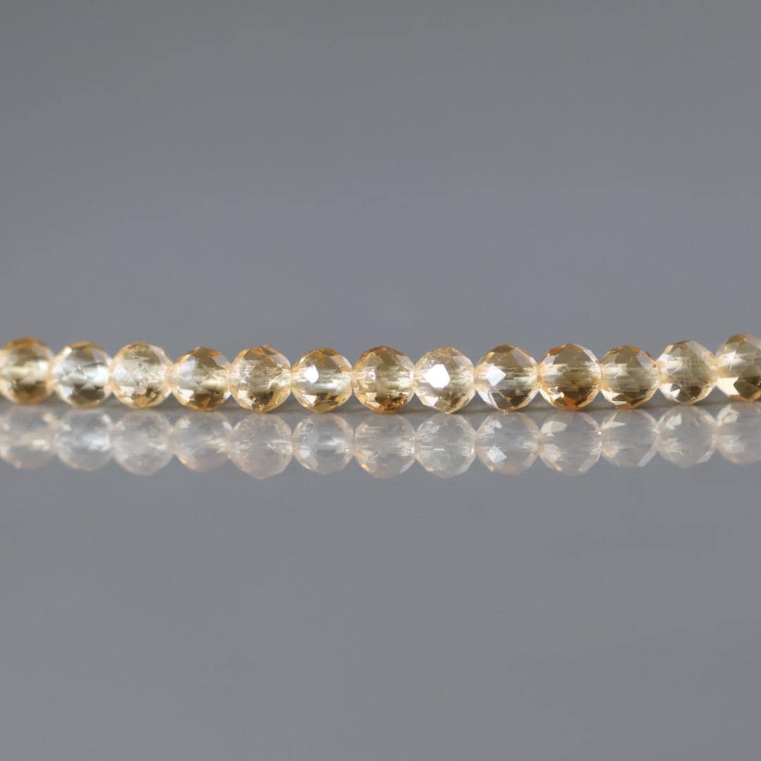 3mm Citrine Beads – Faceted Round Micro Gemstone 4" Strand