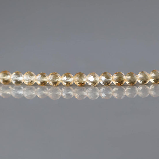 3mm Citrine Beads – Faceted Round Micro Gemstone 4" Strand