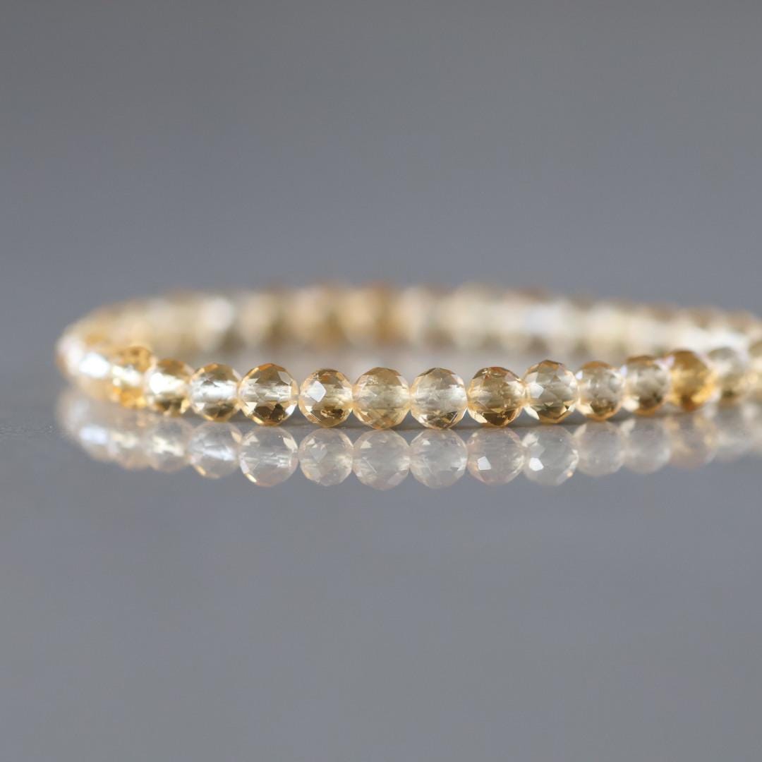 3mm Citrine Beads – Faceted Round Micro Gemstone 4" Strand