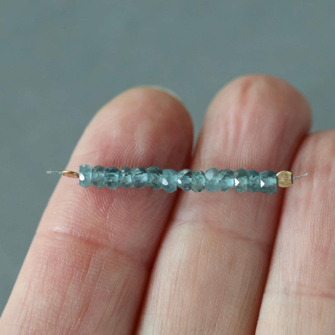 3mm Rare Congo Indicolite Beads Blue Tourmaline Faceted Rondelle 1” strand Genuine Gemstone Beads Jewelry Making Gift October Birthstone