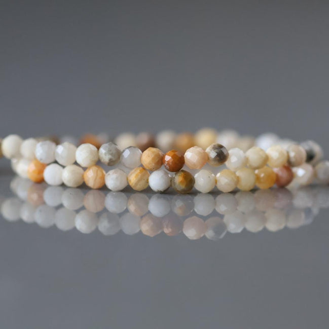 3mm Crazy Lace Agate Micro Faceted Beads 15" Yellow Genuine Gemstone Beads for Jewelry Making Beading Craft Gift