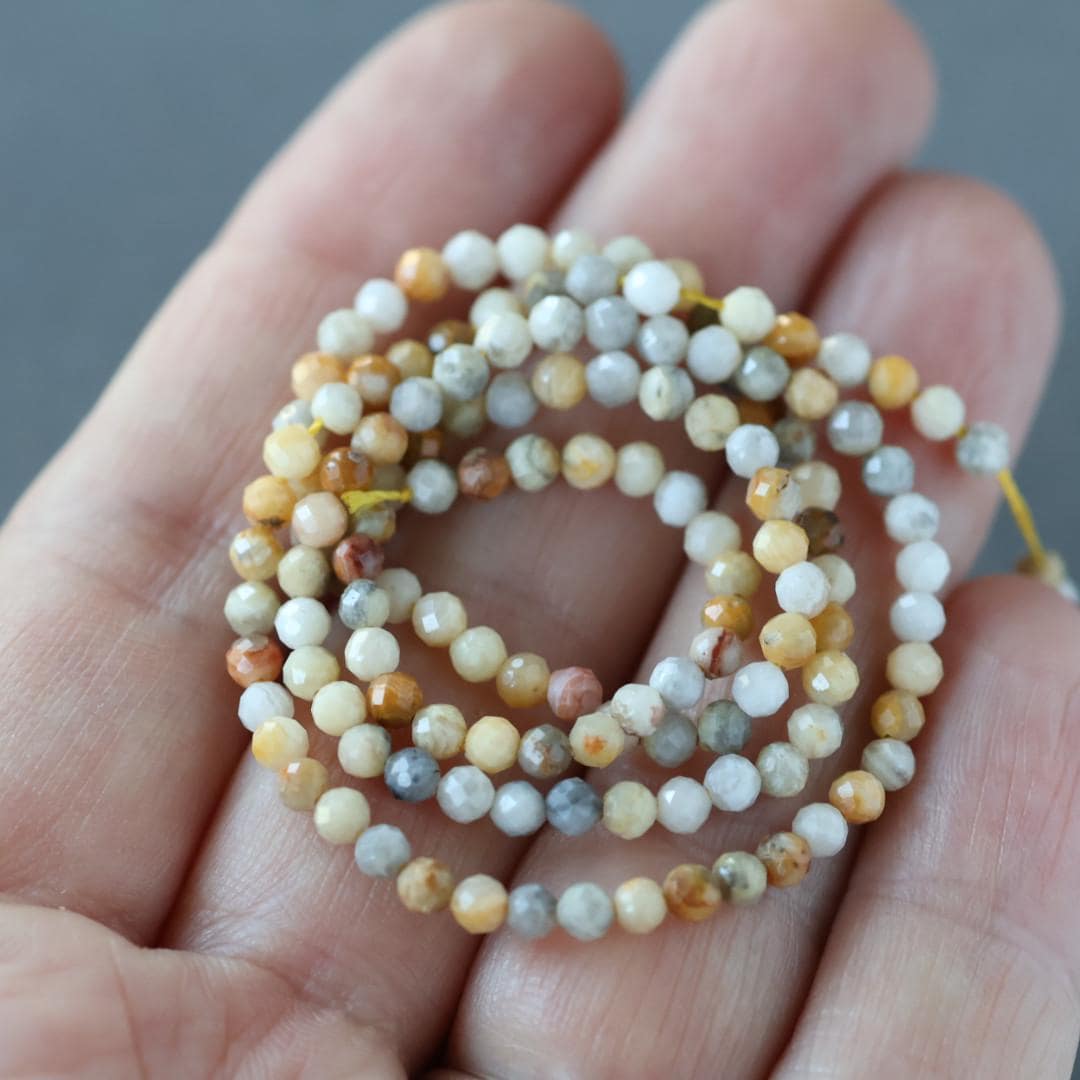 3mm Crazy Lace Agate Beads ‚Äì Faceted Round Micro Gemstone 15" Strand