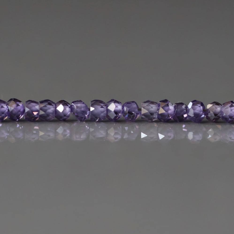 3mm Purple Cubic Zirconia Beads 14" Purple Zircon Rondel Beads Sparkly for Jewelry Making Beading Crafter Gift