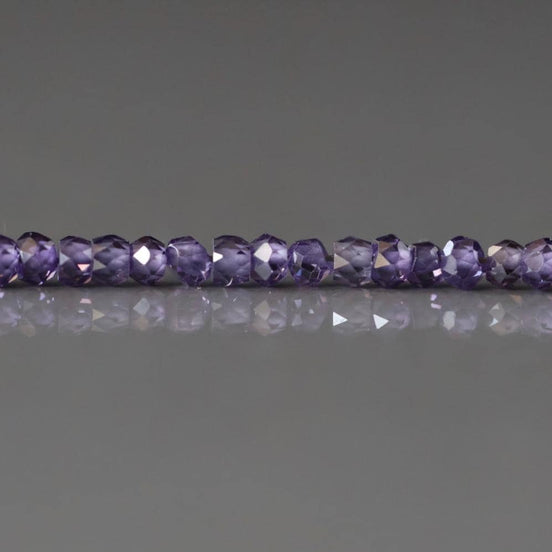 3mm Purple Cubic Zirconia Beads 14" Purple Zircon Rondel Beads Sparkly for Jewelry Making Beading Crafter Gift
