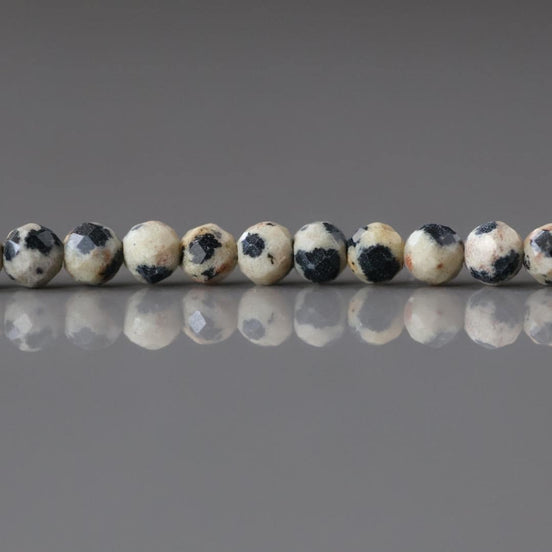3mm Dalmatian Jasper Beads Micro Faceted Genuine Small Spotted Jasper Kiwi Beads 15" Gemstone Beads for Jewelry Making Beading Gift Crafter