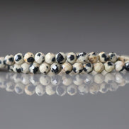 3mm Dalmatian Jasper Beads Micro Faceted Genuine Small Spotted Jasper Kiwi Beads 15