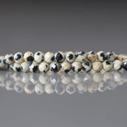 3mm Dalmatian Jasper Beads - Faceted Round Micro Gemstone 15