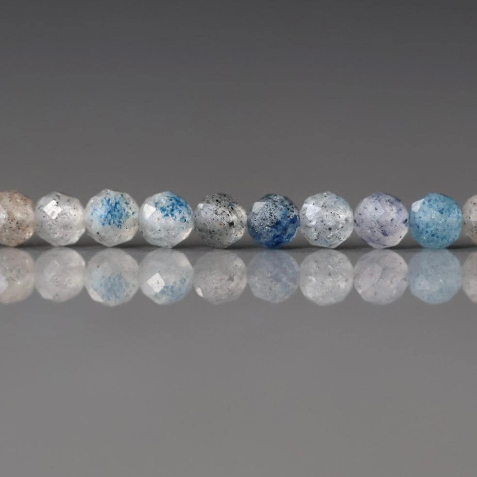 3mm Dumortierite Quartz Micro Faceted Beads Genuine Beads 15" Dumortierite in Clear Quartz Gemstone Beads Beading Crafter Gift