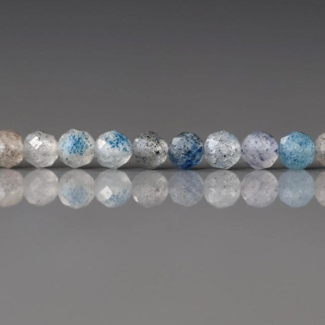 3mm Dumortierite Quartz Micro Faceted Beads Genuine Beads 15" Dumortierite in Clear Quartz Gemstone Beads Beading Crafter Gift