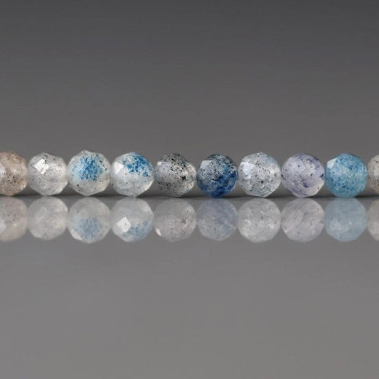 3mm Dumortierite Quartz Micro Faceted Beads Genuine Beads 15" Dumortierite in Clear Quartz Gemstone Beads Beading Crafter Gift