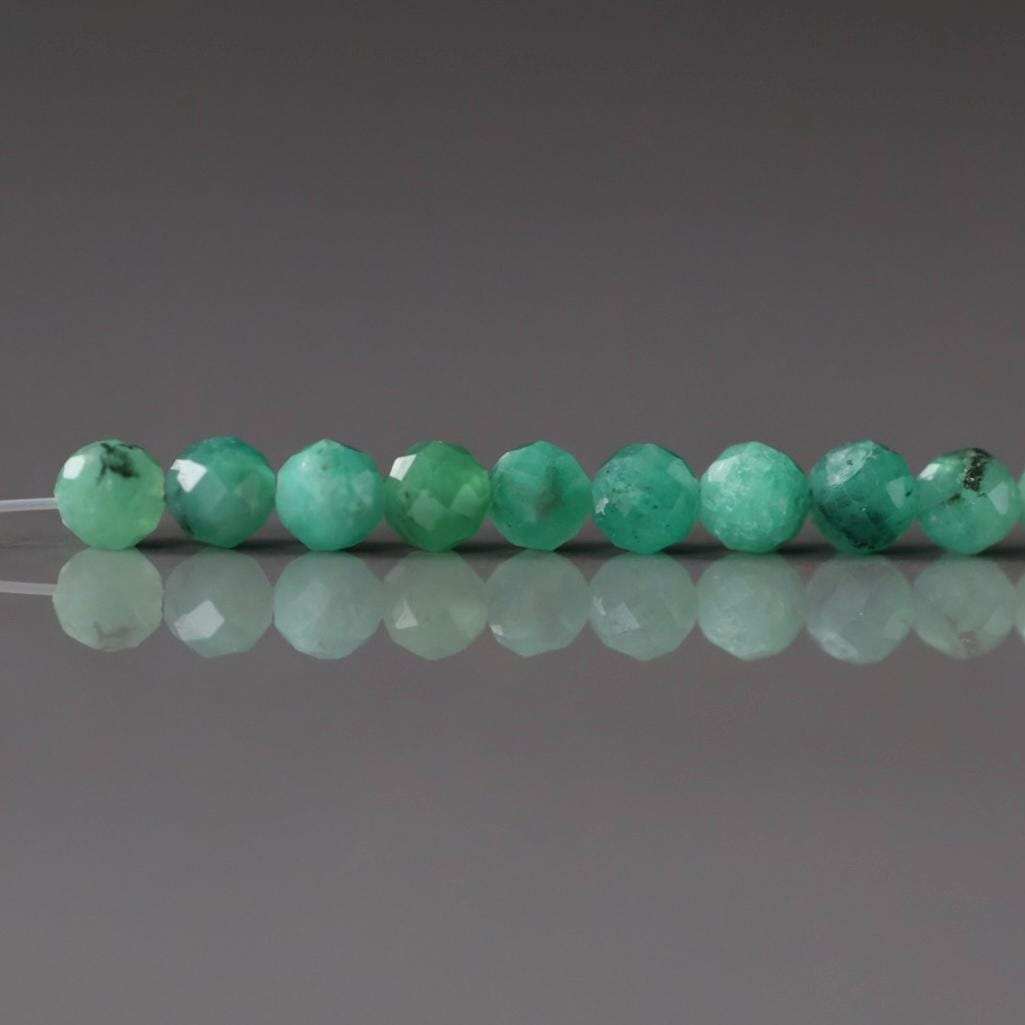 3mm AAA Natural Emerald Beads Micro Faceted 12 Pcs Raw Emerald Genuine Gemstone Beads Genuine Emerald for Jewelry Making Beading Craft Gift