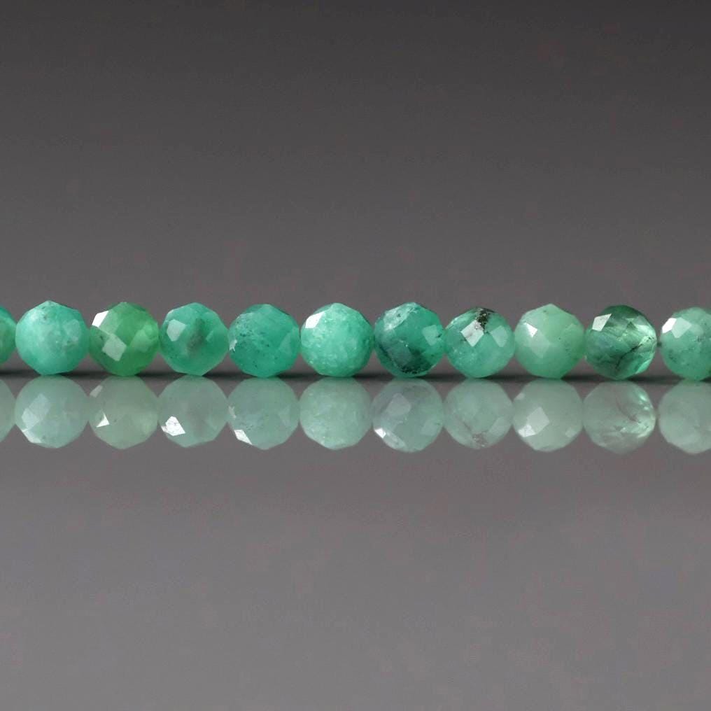 3mm AAA Natural Emerald Beads Micro Faceted 12 Pcs Raw Emerald Genuine Gemstone Beads Genuine Emerald for Jewelry Making Beading Craft Gift