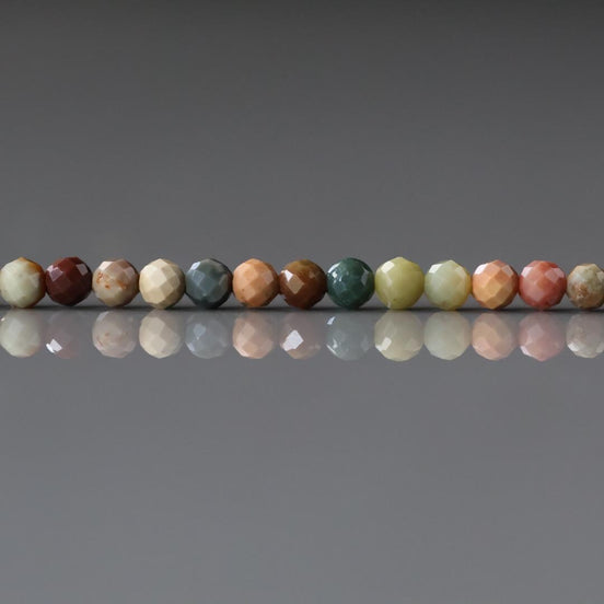 3mm Ocean Jasper Faceted Beads Genuine Small Tiny Fancy Jasper Beads 15" Gemstone Beads for Jewelry Making Beading Gift Crafter