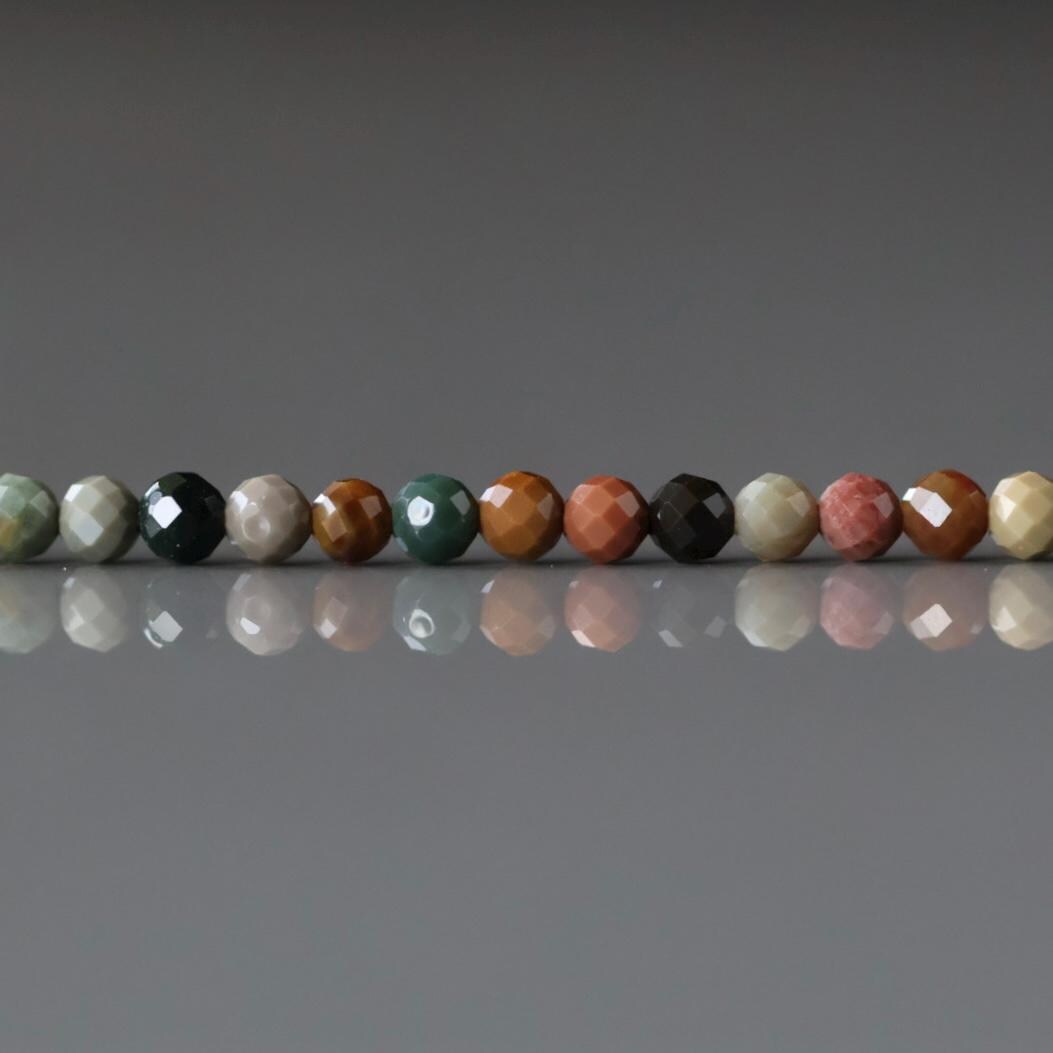 3mm Ocean Jasper Faceted Beads Genuine Small Tiny Fancy Jasper Beads 15" Gemstone Beads for Jewelry Making Beading Gift Crafter