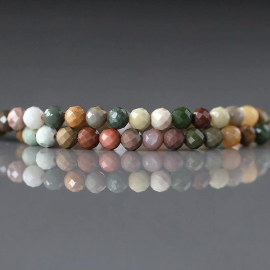 3mm Ocean Jasper Faceted Beads Genuine Small Tiny Fancy Jasper Beads 15" Gemstone Beads for Jewelry Making Beading Gift Crafter