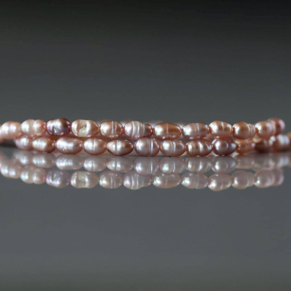 3mm Freshwater Pearl Beads - Rice Micro Gemstone 15" Strand