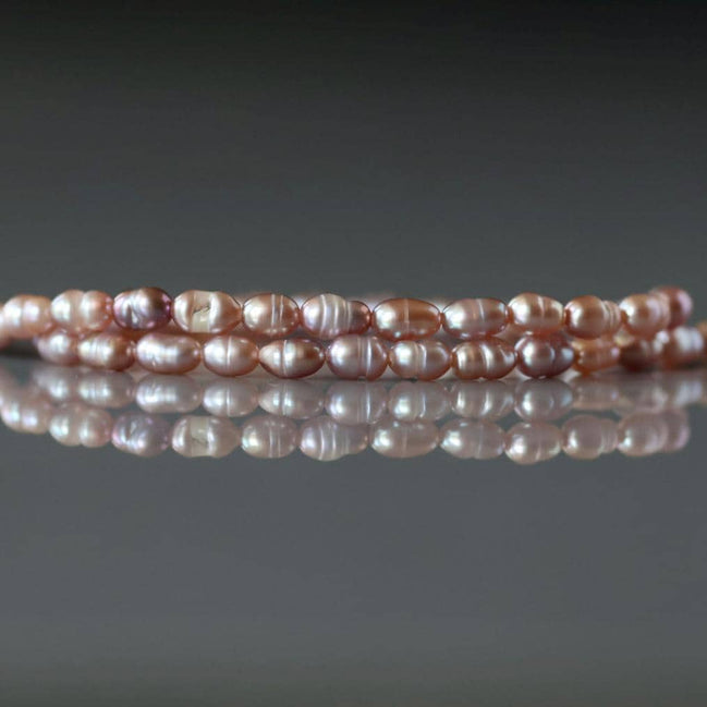 3mm Freshwater Pearl Beads - Rice Micro Gemstone 15" Strand