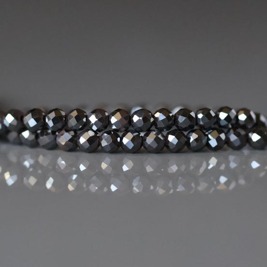 3mm 100% Natural Hematite Micro Faceted Beads Genuine Sparkly Beads 15" Gemstone Beads for DIY Jewelry Making Crafter Gift