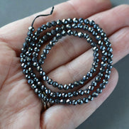 3mm 100% Natural Hematite Micro Faceted Beads Genuine Sparkly Beads 15