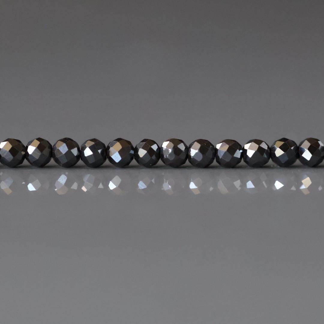 3mm 100% Natural Hematite Micro Faceted Beads Genuine Sparkly Beads 15" Gemstone Beads for DIY Jewelry Making Crafter Gift