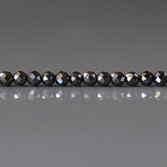 3mm Genuine Hematite Beads - Faceted Round Micro Gemstone 15" Strand