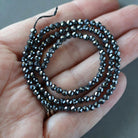 3mm Genuine Hematite Beads - Faceted Round Micro Gemstone 15" Strand
