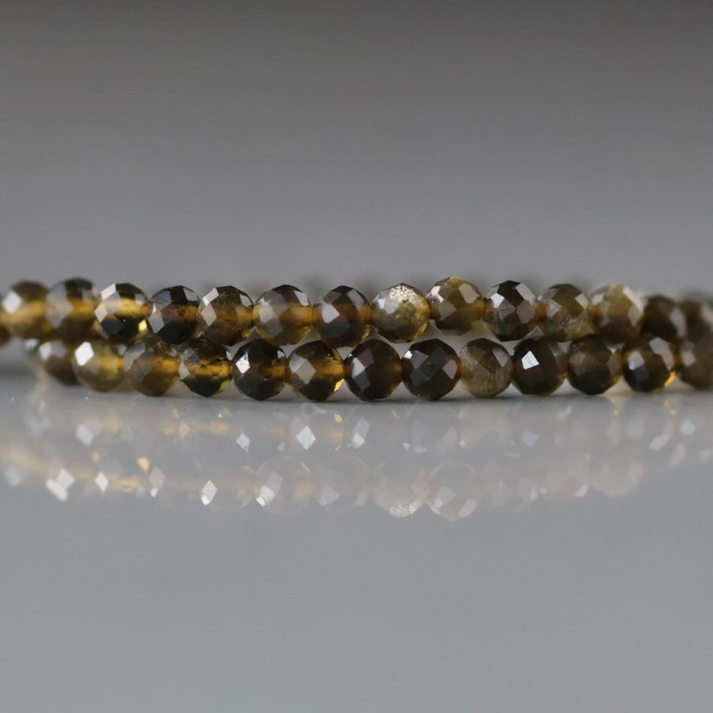 3mm Golden Obsidian Micro Faceted Beads Gold Obsidian Genuine Beads 15" Sparkly Gemstone Beads Beading Crafter Gift