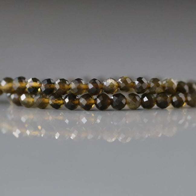 3mm Golden Obsidian Micro Faceted Beads Gold Obsidian Genuine Beads 15" Sparkly Gemstone Beads Beading Crafter Gift