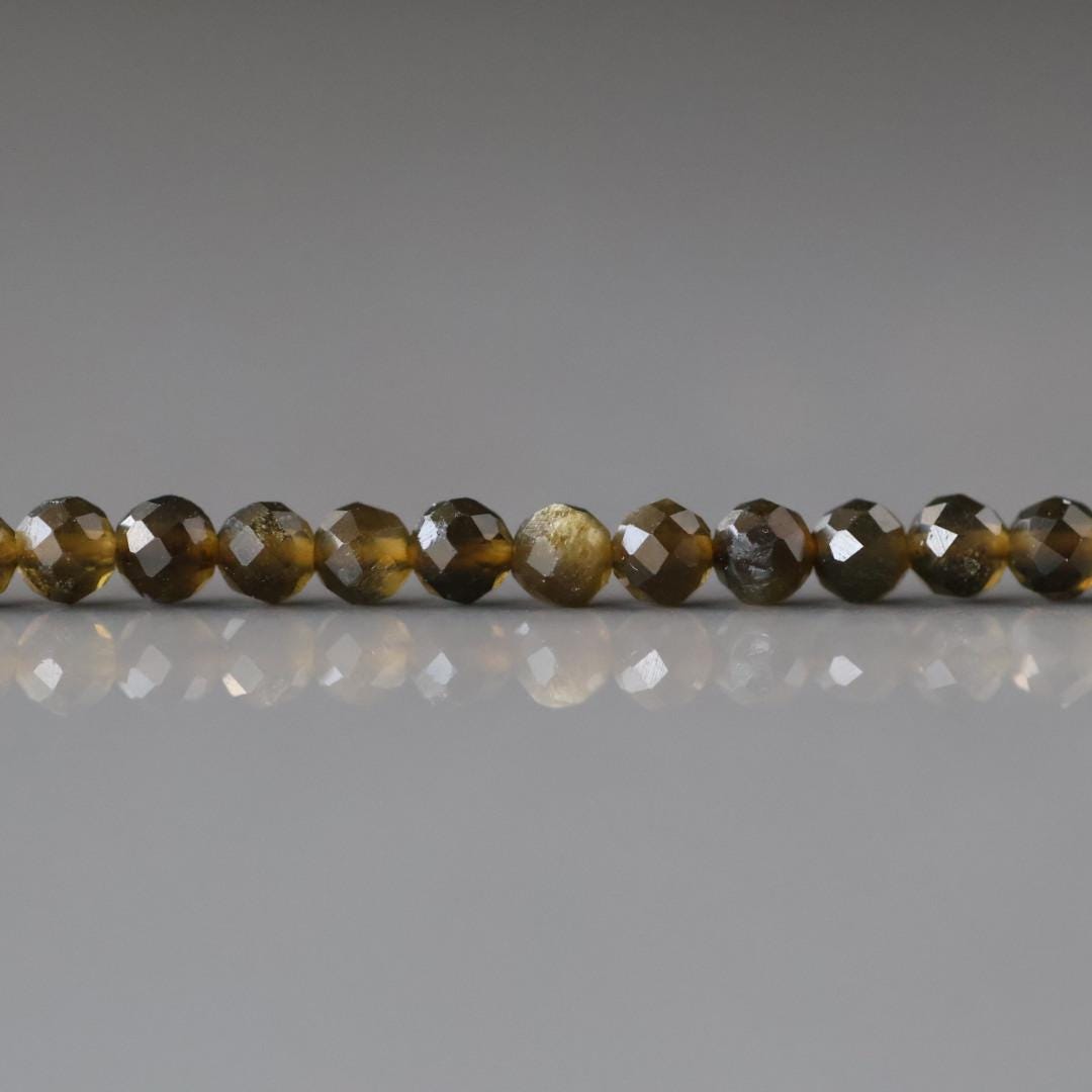 3mm Golden Obsidian Beads - Faceted Round Micro Gemstone 15" Strand