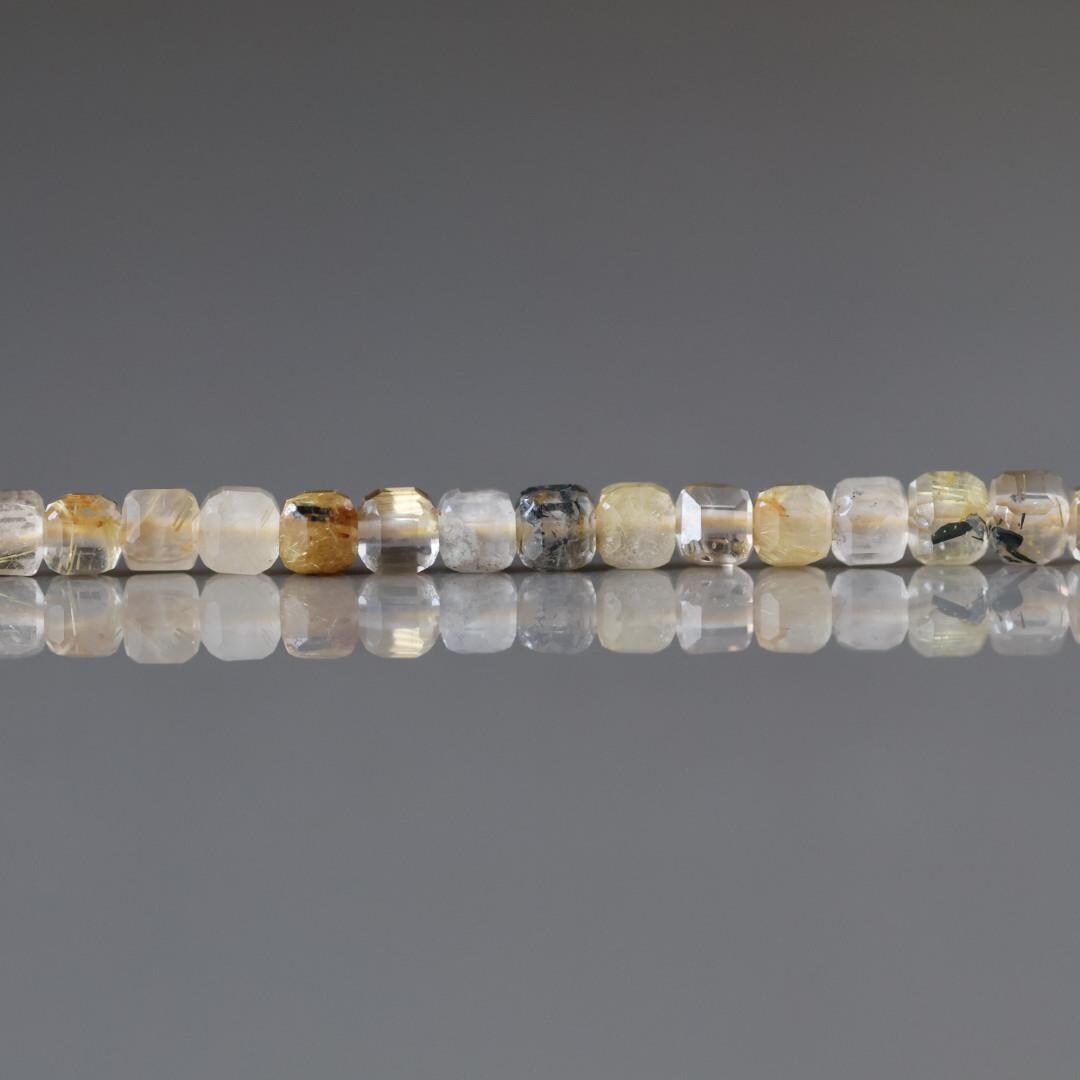 3mm Golden Rutilated Quartz Faceted Cube Beads Genuine Yellow Quartz Beads 15" Gemstone Beads for Jewelry Making