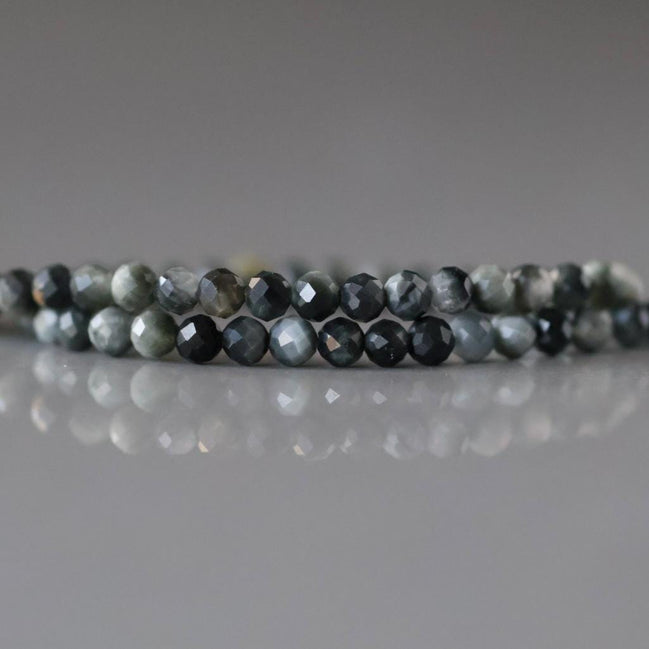 3mm Gray Tigers Eye Micro Faceted Beads Hawk Eye Genuine Beads 15" Gemstone Beads for Jewelry Making Beading Craft Gift