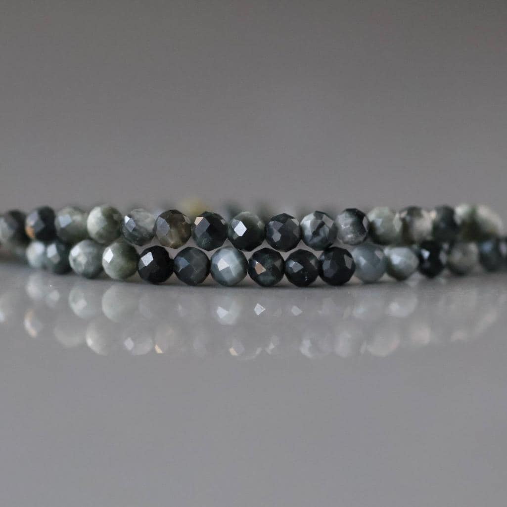 3mm Gray Hawk Eye Beads - Faceted Round Micro Gemstone 15" Strand
