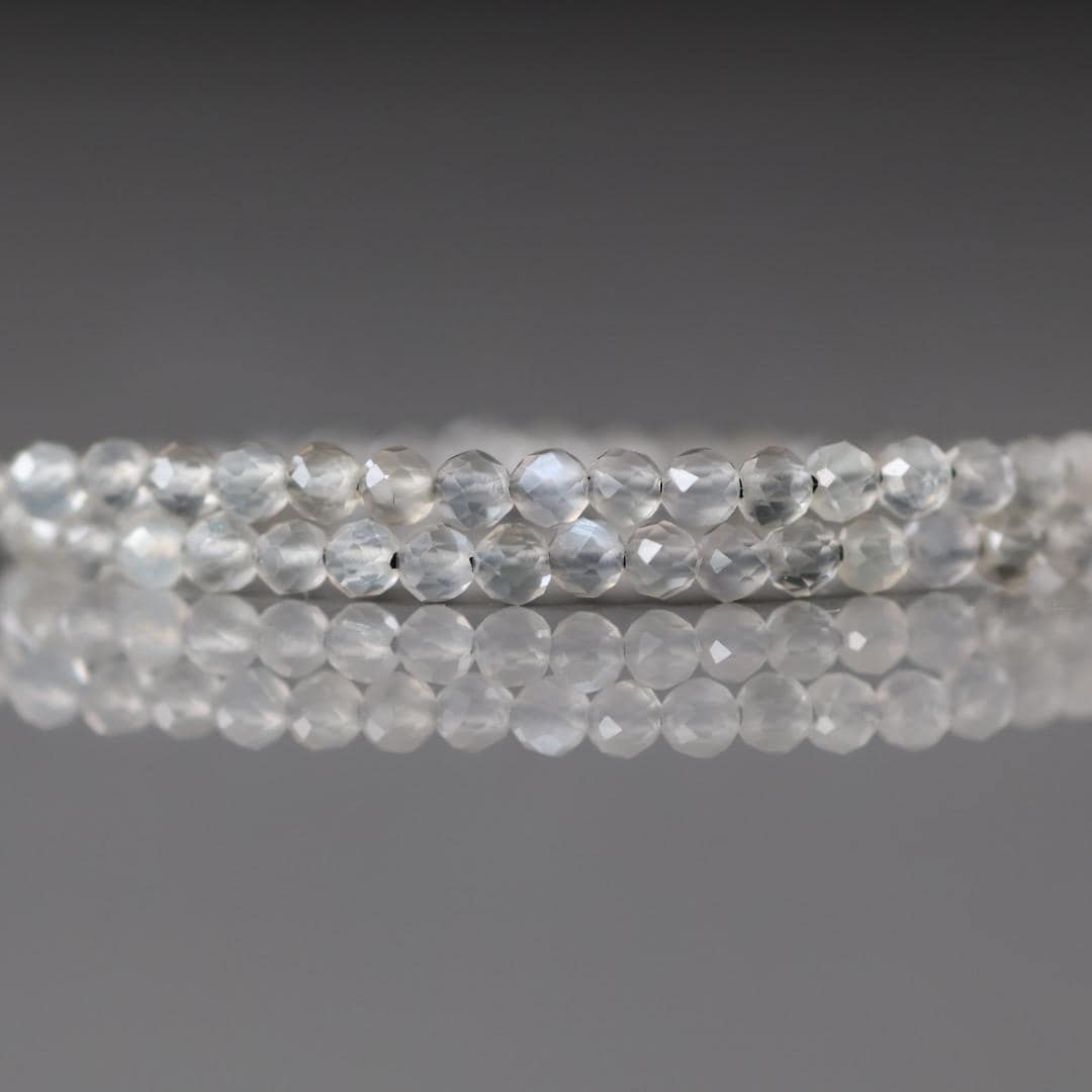 3mm Gray Moonstone Beads Faceted 15" Moonstone Gemstone Beads Beading Crafter Gift June Birthstone DIY Jewelry Fertility Stone