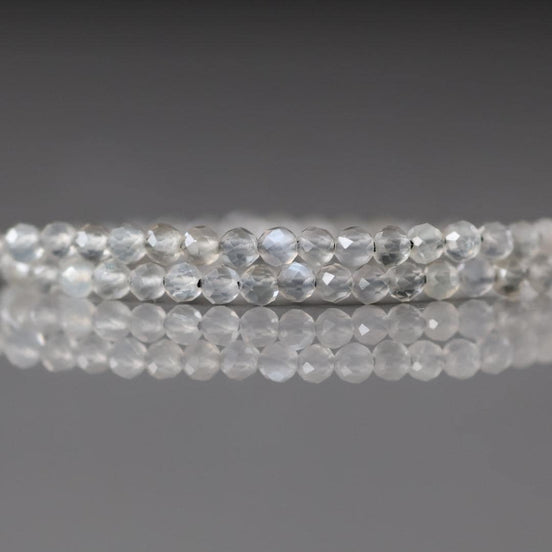 3mm Gray Moonstone Beads Faceted 15" Moonstone Gemstone Beads Beading Crafter Gift June Birthstone DIY Jewelry Fertility Stone