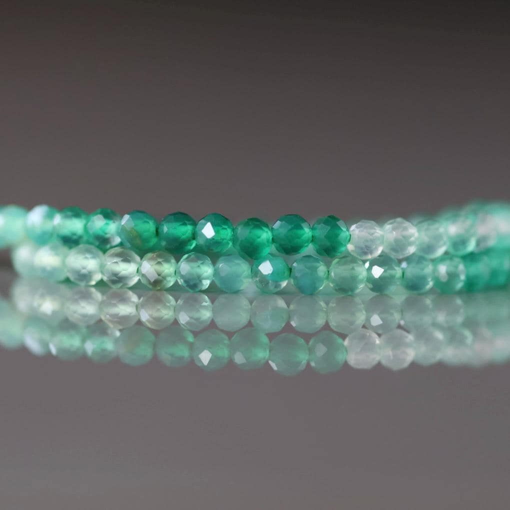 3mm Green Agate Faceted Beads 15" Genuine Green Ombre Agate Gemstone Beads Green Onyx Jewelry Making Beading Craft Gift