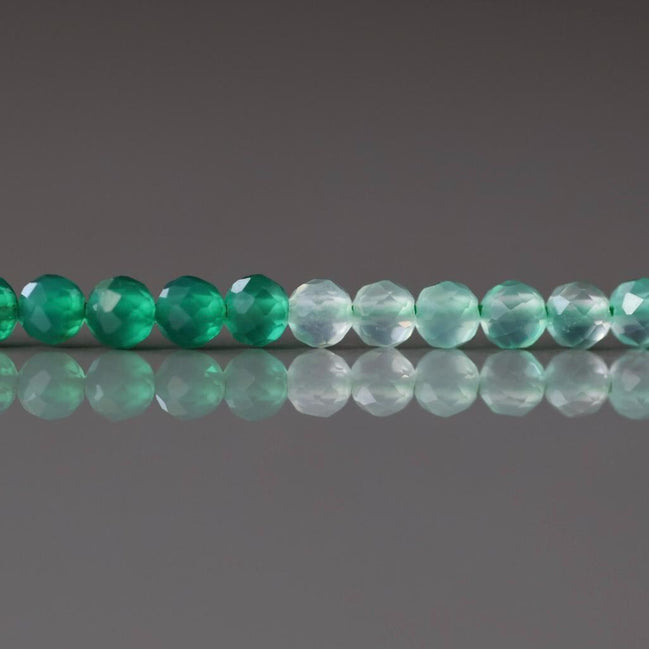 3mm Green Agate Faceted Beads 15" Genuine Green Ombre Agate Gemstone Beads Green Onyx Jewelry Making Beading Craft Gift
