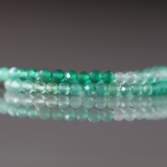 3mm Green Agate Beads ‚Äì Faceted Round Micro Gemstone 15" Strand