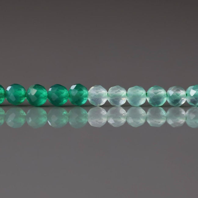 3mm Green Agate Beads ‚Äì Faceted Round Micro Gemstone 15" Strand