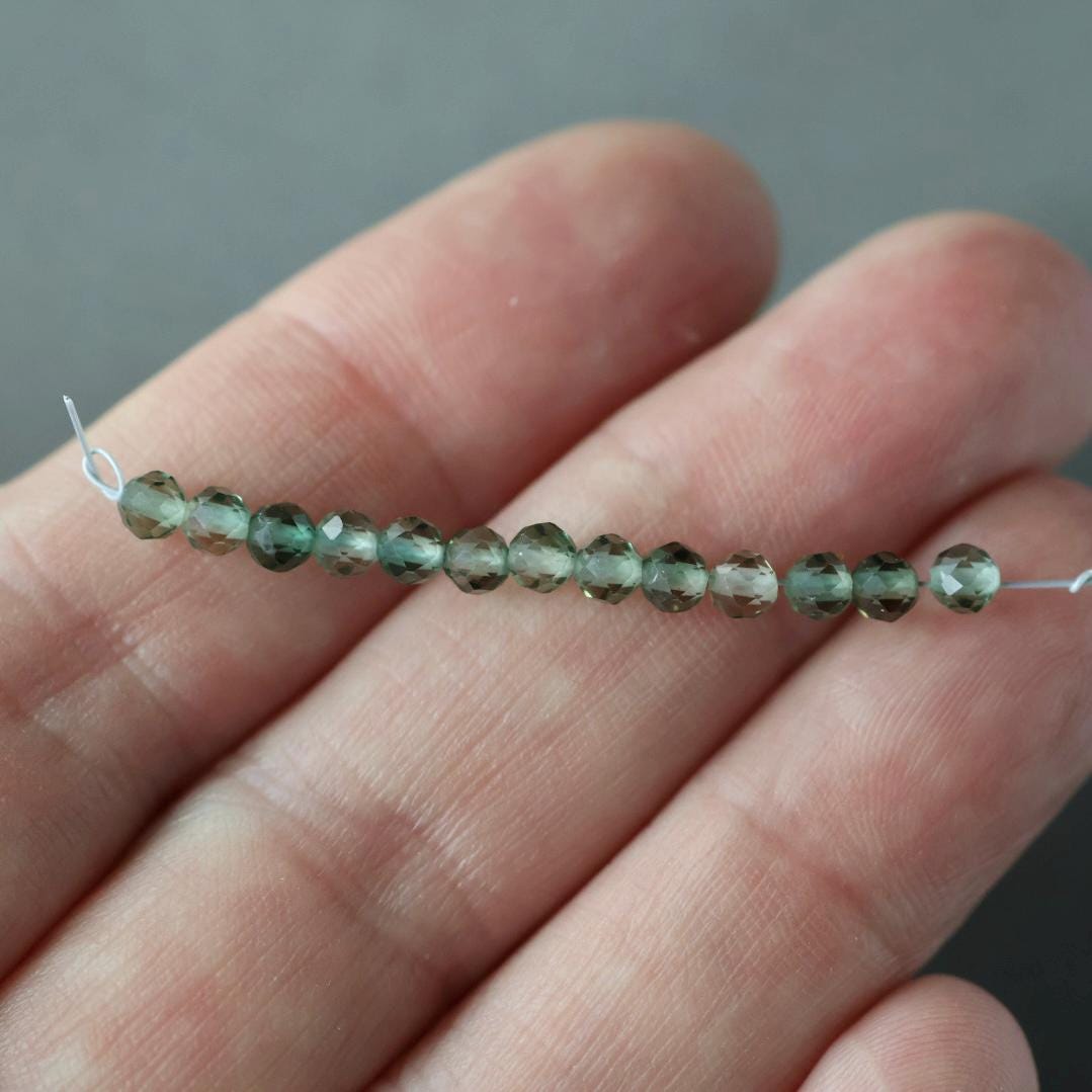 3mm Green Amethyst Beads Micro Faceted Beads 14 PCs Green Natural Amethyst Gemstone Beads Beading Crafter Gift February Birthstone