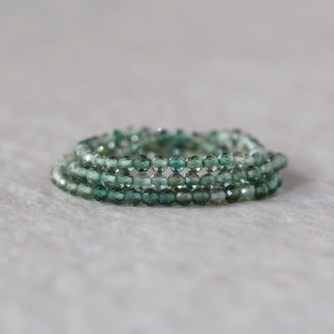 3mm Green Amethyst Beads – Faceted Round Micro Gemstone - 14 pcs